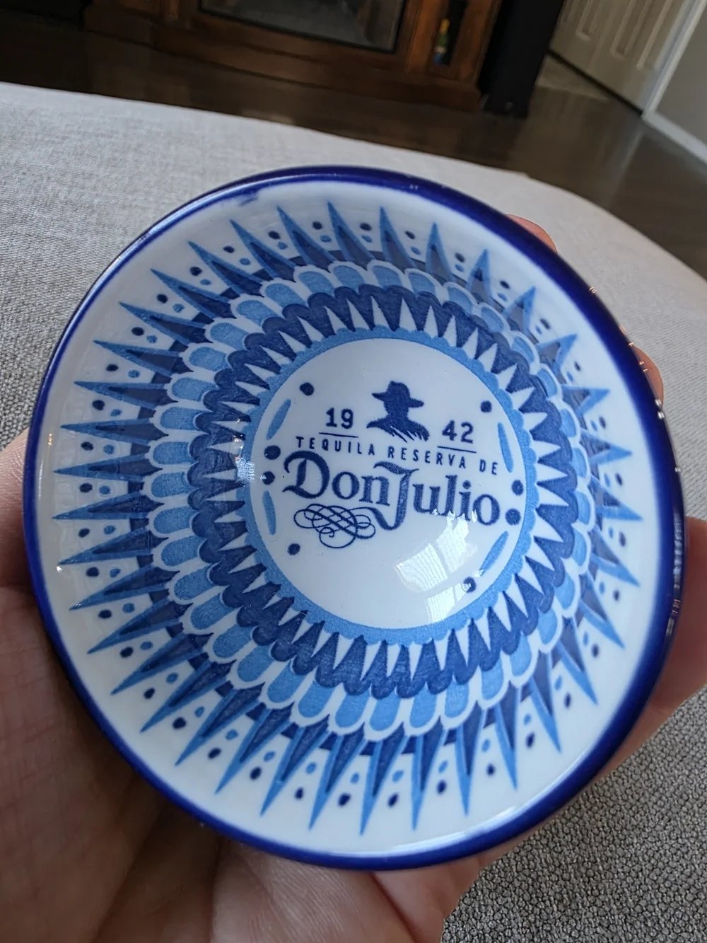 Don Julio Tequila Ceramic Salsa Bowls Set of 2 Blue White Footed